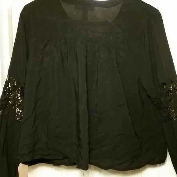 Women's Hippie Boho Black Lace top Sz M - Picture 5 of 7